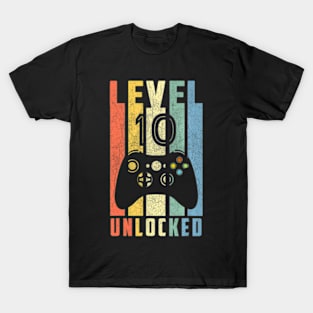 Level 10 Unlocked  10th Video Gamer Birthday T-Shirt